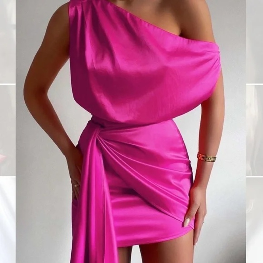 Charisma Pink One-Shoulder Mini Dress